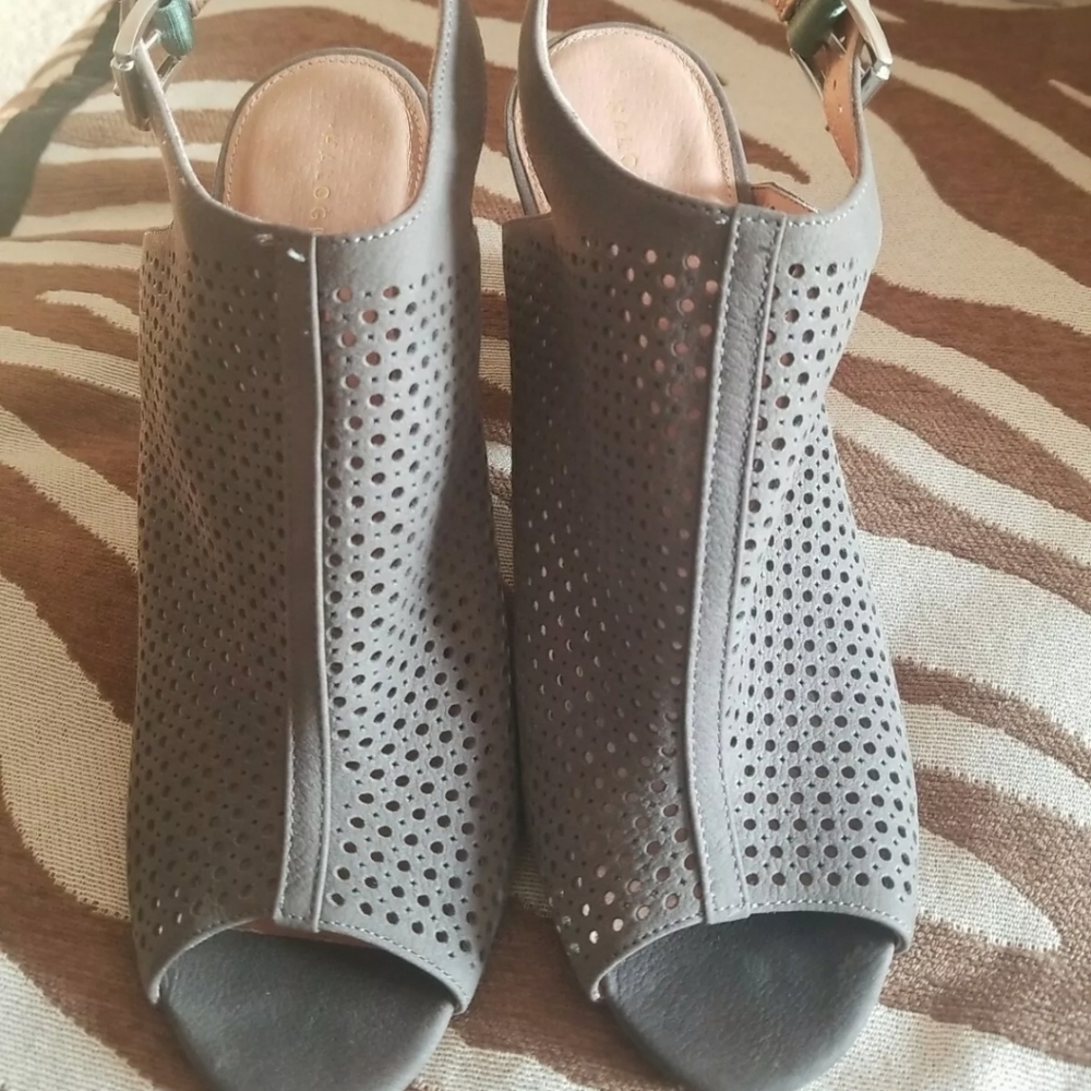 Halogen perf buckle open toe heels